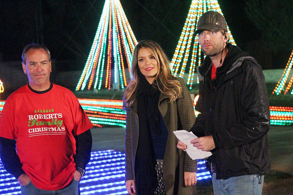 10-16roberts1.jpg - Myself standing with "The Great Christmas Light Fight" judge Sabrina Soto, and our producer Chad.